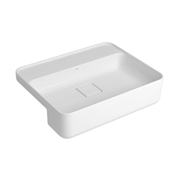 Cuba para Banheiro de Semi Encaixe Louça Retangular Branca 50x40cm com Mesa Slim Deca
