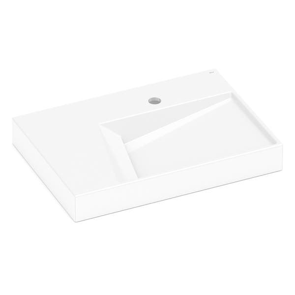 Cuba para Banheiro de Sobrepor Louça Retangular Branca Matte 60X42cm com Mesa Horizon Roca