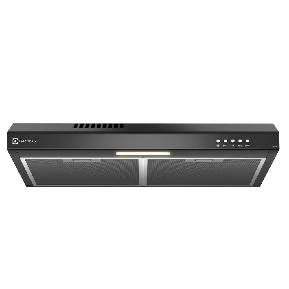Depurador de Ar Electrolux 60cm Preto Alto Poder de Sucção, Luz LED e Filtragem Dupla (DE6SB)