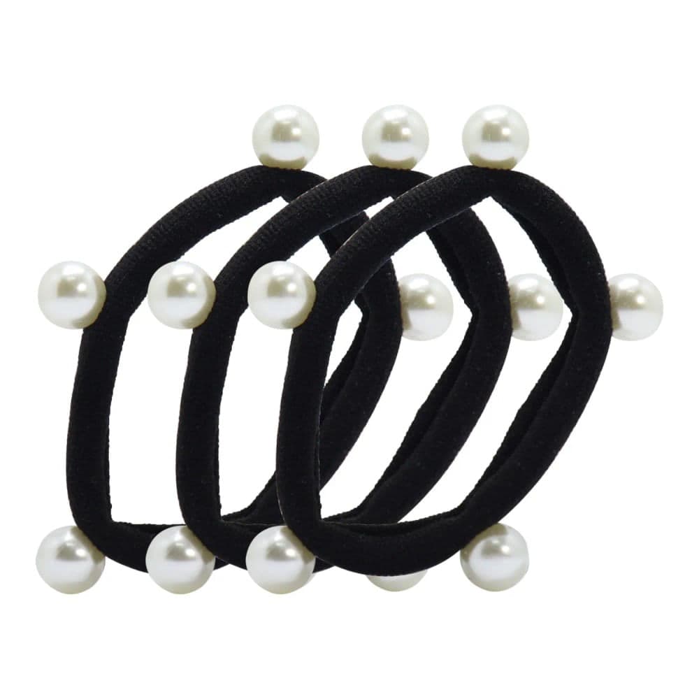 Elástico de Cabelo Preto com Pérolas 3 Peças - Life B