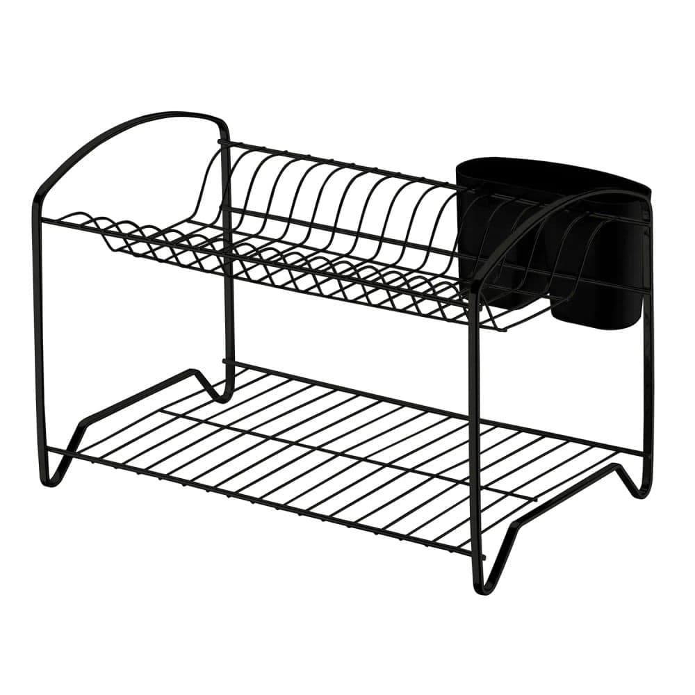 Escorredor Louças Duplo 38cm Preto Fosco - Future