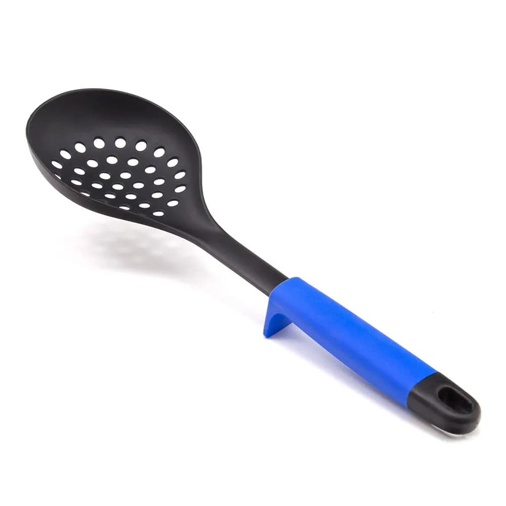 Escumadeira de Nylon com Apoio 34cm Azul - Utility