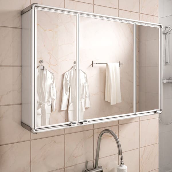 Espelheira para Banheiro Brasília Plus Prata 73x45x11,3 Astra