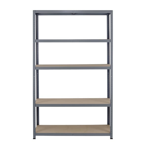 Estante de Aço e Madeira MDF com 5 Prateleiras Cinza Carga 196x120x50cm 1500kg Spaceo