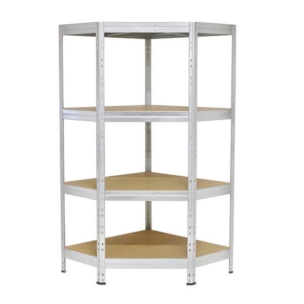 Estante de Aço Galvanizado de Canto com 4 Prateleiras Cinza Rivet 180x90x90cm 1000kg Ar Shelving