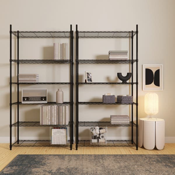 Estante de Metal Aço com 6 Prateleiras Preta Line Aramada 180x90x35cm 300kg Spaceo