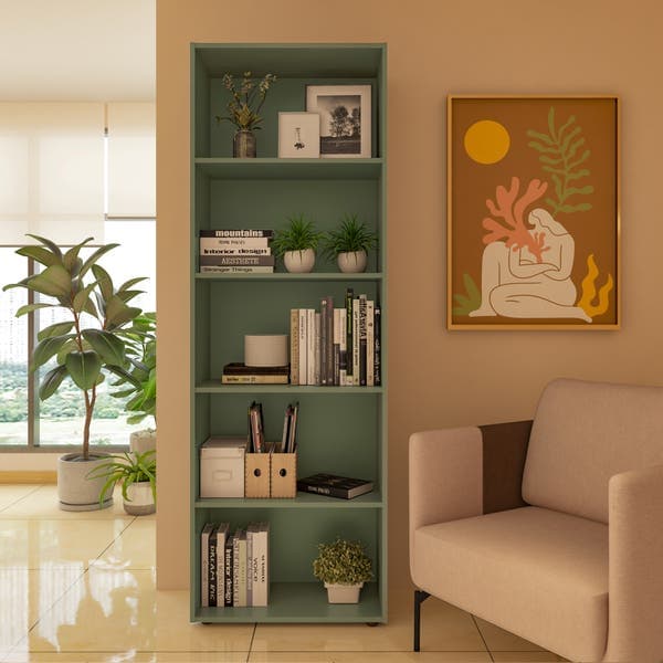 Estante para Livros de Madeira MDP com 4 Prateleiras Verde Multy 180x60x30cm Artely