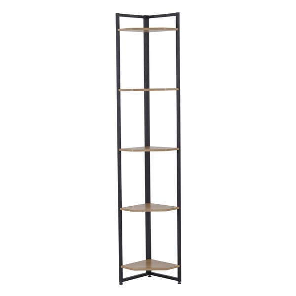 Estante para Livros de Metal e Madeira MDP com 5 Prateleiras Preta Industrial 202x31x31cm 35kg Kappesberg