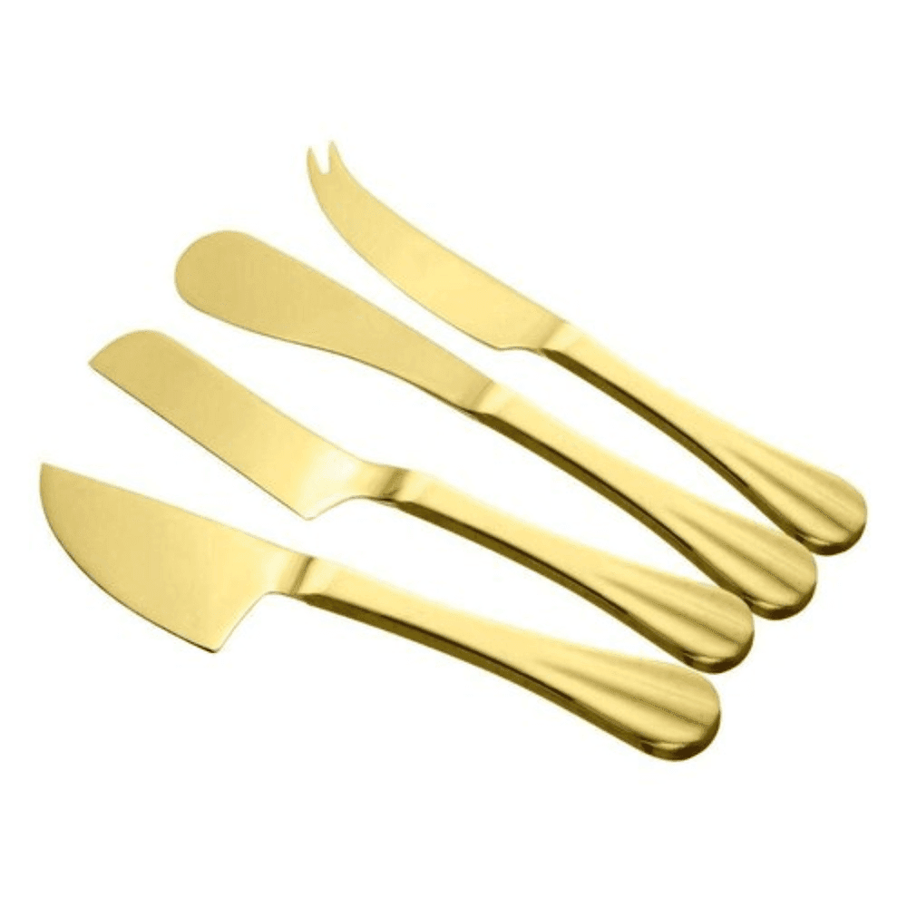 Faca para Queijo Inox Dourado 4 Peças