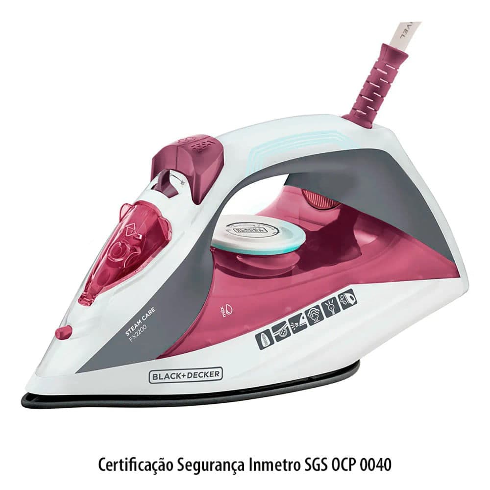 Ferro de Passar a Vapor Black & Decker com Spray Fx2200 Rosa