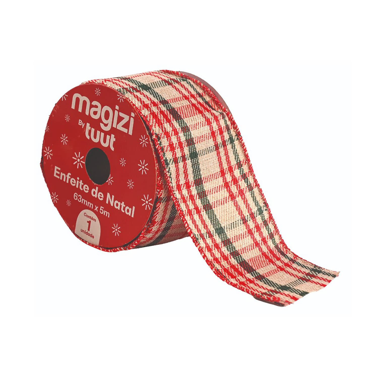 Fita Aramada 6,3cmx5m Xadrez Vermelho - Yangzi