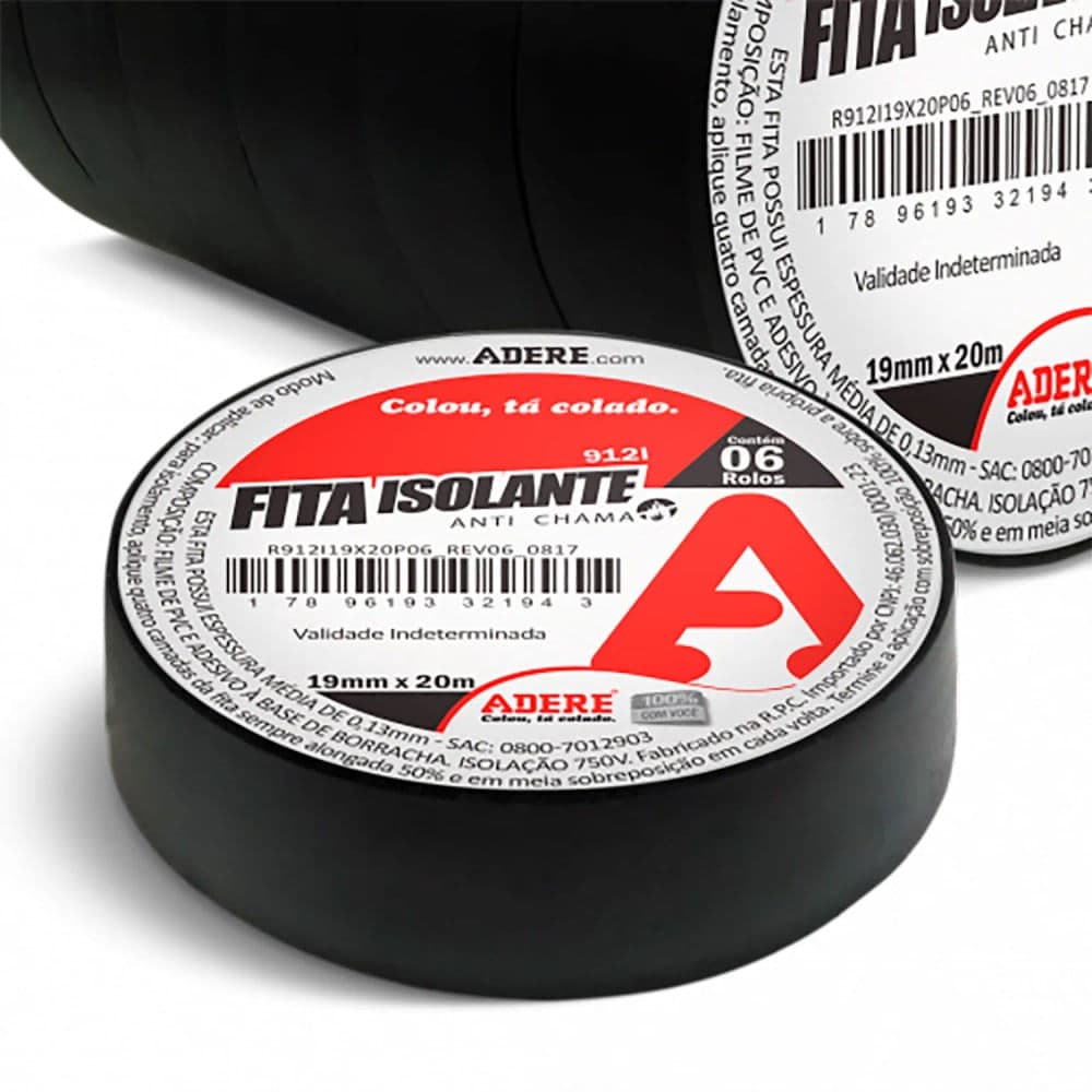 Fita Isolante 18mmx5m Preta - Adere