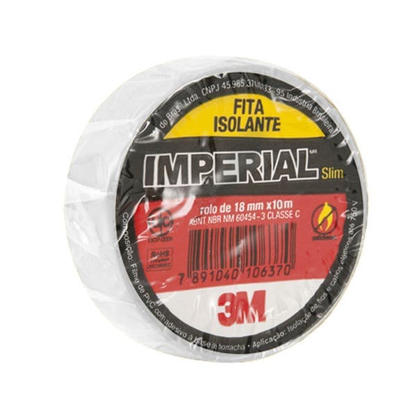 Fita Isolante 3M Imperial Uso Geral Classe C Branca 18mm x 10m x 0,13mm