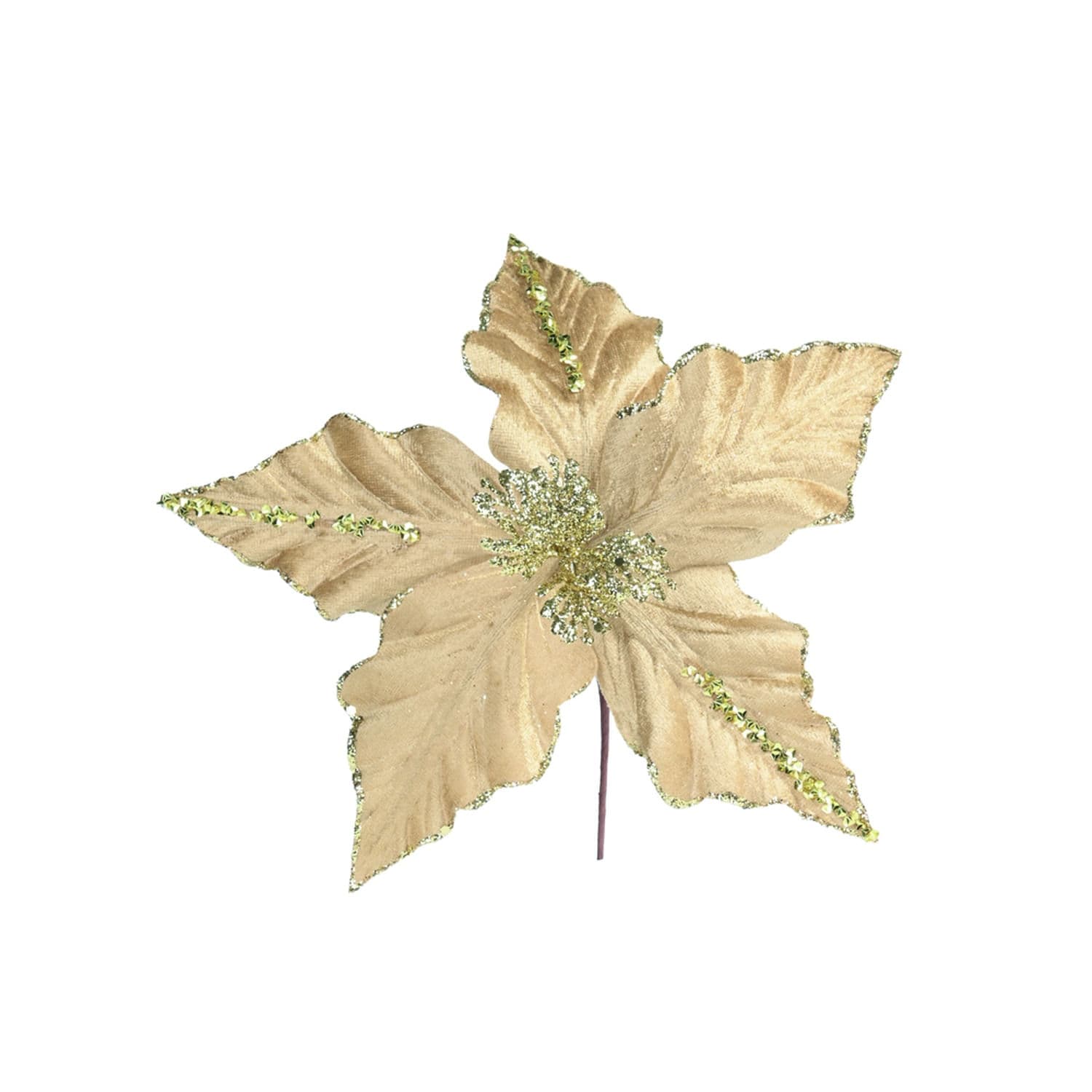 Flor Decorativa 26cm Glitter Ouro Natal - Hub.me