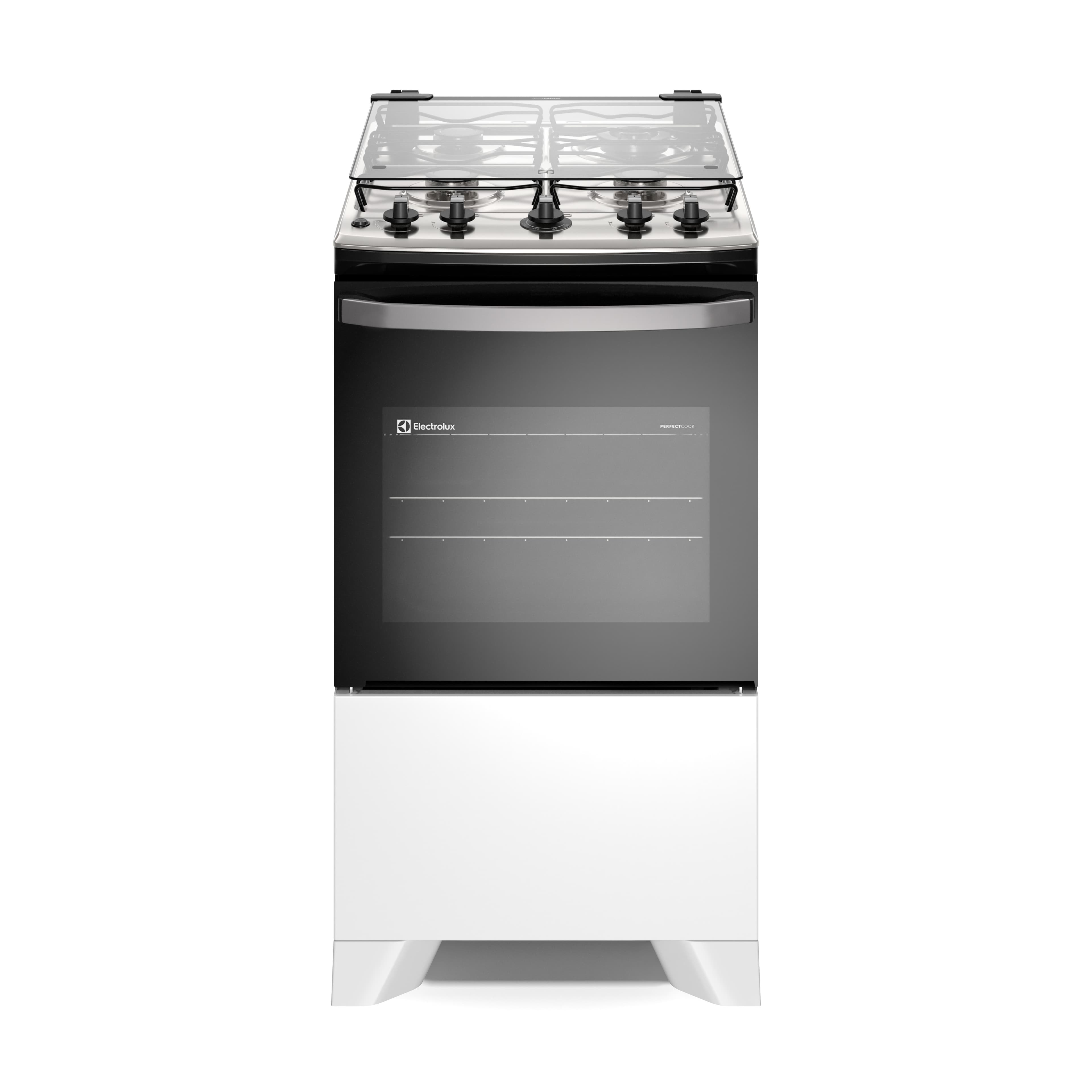 Fogão 4 bocas Electrolux Efficient Branco Mesa Inox, PerfectCook e VaporBake® (FE4IW)
