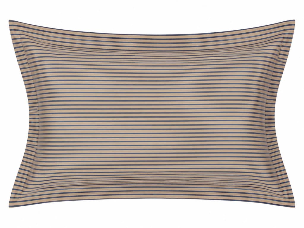 Fronha Avulsa Canto das Conchas Listrada Azul e Bege 600 Fios Muguet Home