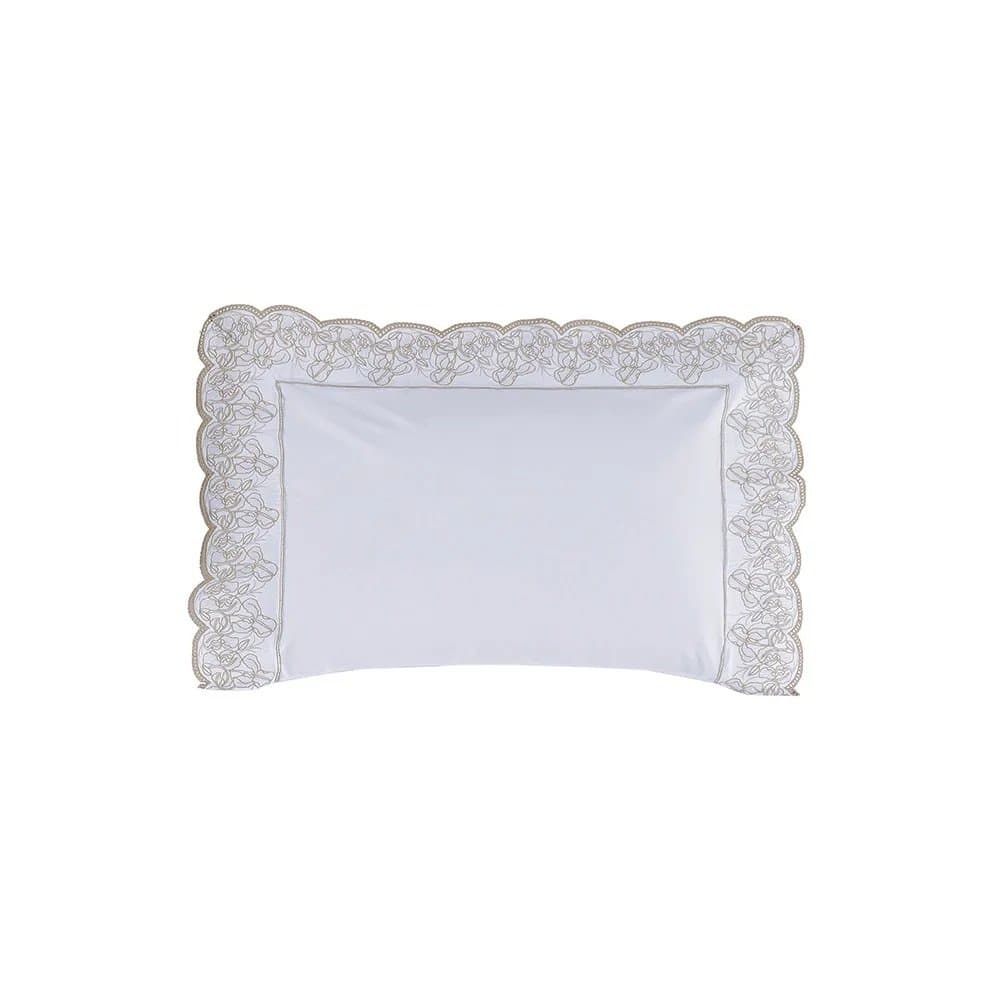 Fronha Cascine 300 Fios Trussardi Branco e Legno 50cm x 70cm