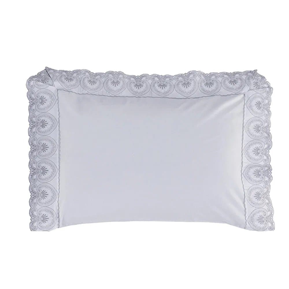 Fronha Signoria 300 Fios Trussardi Branco e Platino 50cm x 70cm