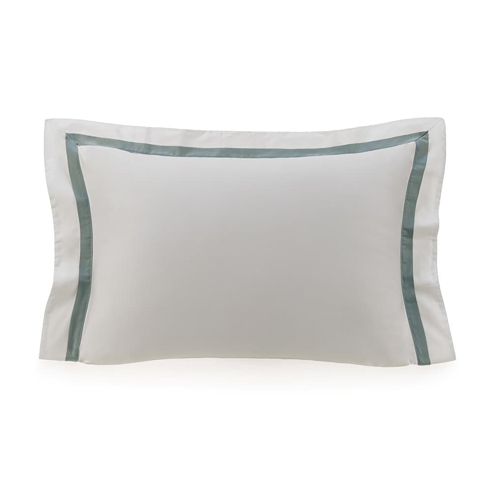 Fronha Vercelli 300 Fios Trussardi Branco e Azul Maré 50 x 70 cm