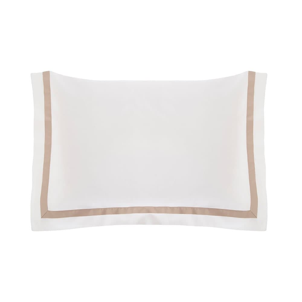 Fronha Vercelli 300 Fios Trussardi Branco e Nocciola 50 x 70 cm