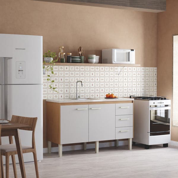 Gabinete de Cozinha 2 Portas 3 Gavetas 144x87x50,5cm Madeira Nude Ibis Cozimax