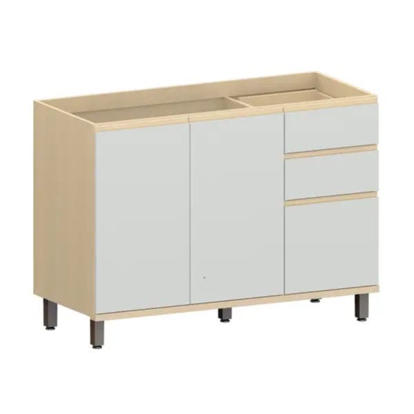 Gabinete de Cozinha MDF Carvalho e Cinza com 2 Gavetas e 3 Portas 120x87,5x53cm Aura Luciane