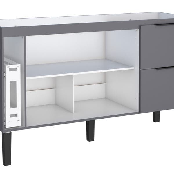 Gabinete de Cozinha MDP Cinza com 2 Gavetas e 2 Portas 144x85x51cm Cisne Cozimax