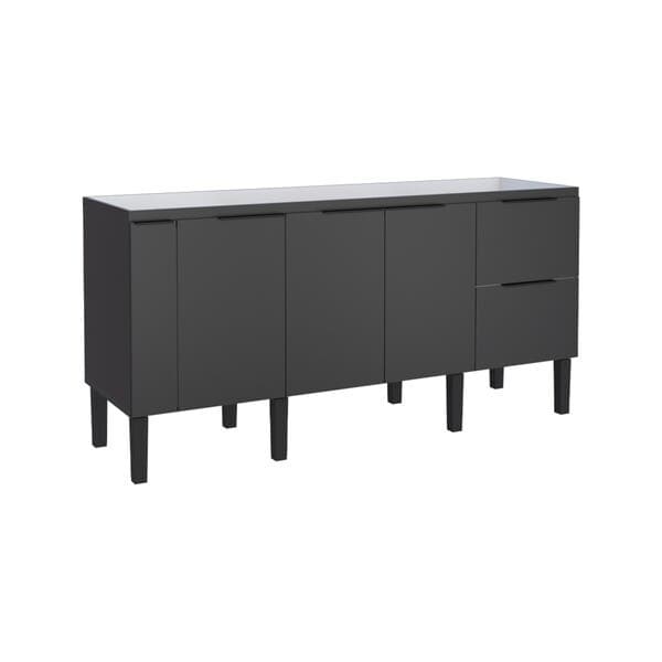 Gabinete de Cozinha MDP Preto sem Tampo com 3 Portas 3 Gavetas Cisne Cozimax