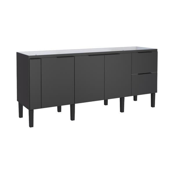 Gabinete de Cozinha MDP Preto sem Tampo com 3 Portas 3 Gavetas Cisne Cozimax
