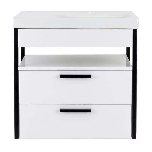 Gabinete para Banheiro com Cuba 60cm Madeira MDF Branco Quadri Sensea