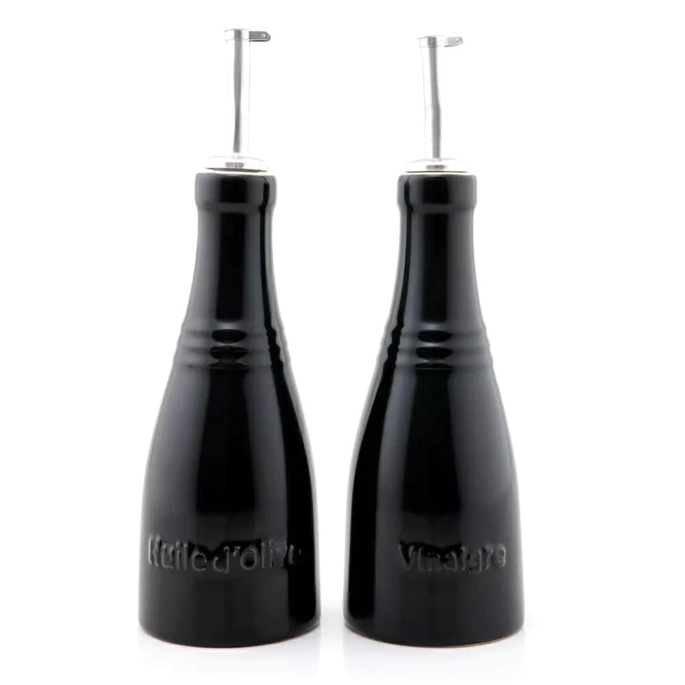 Galheteiro Óleo Vinagre de Cerâmica Le Creuset Black 2pçs