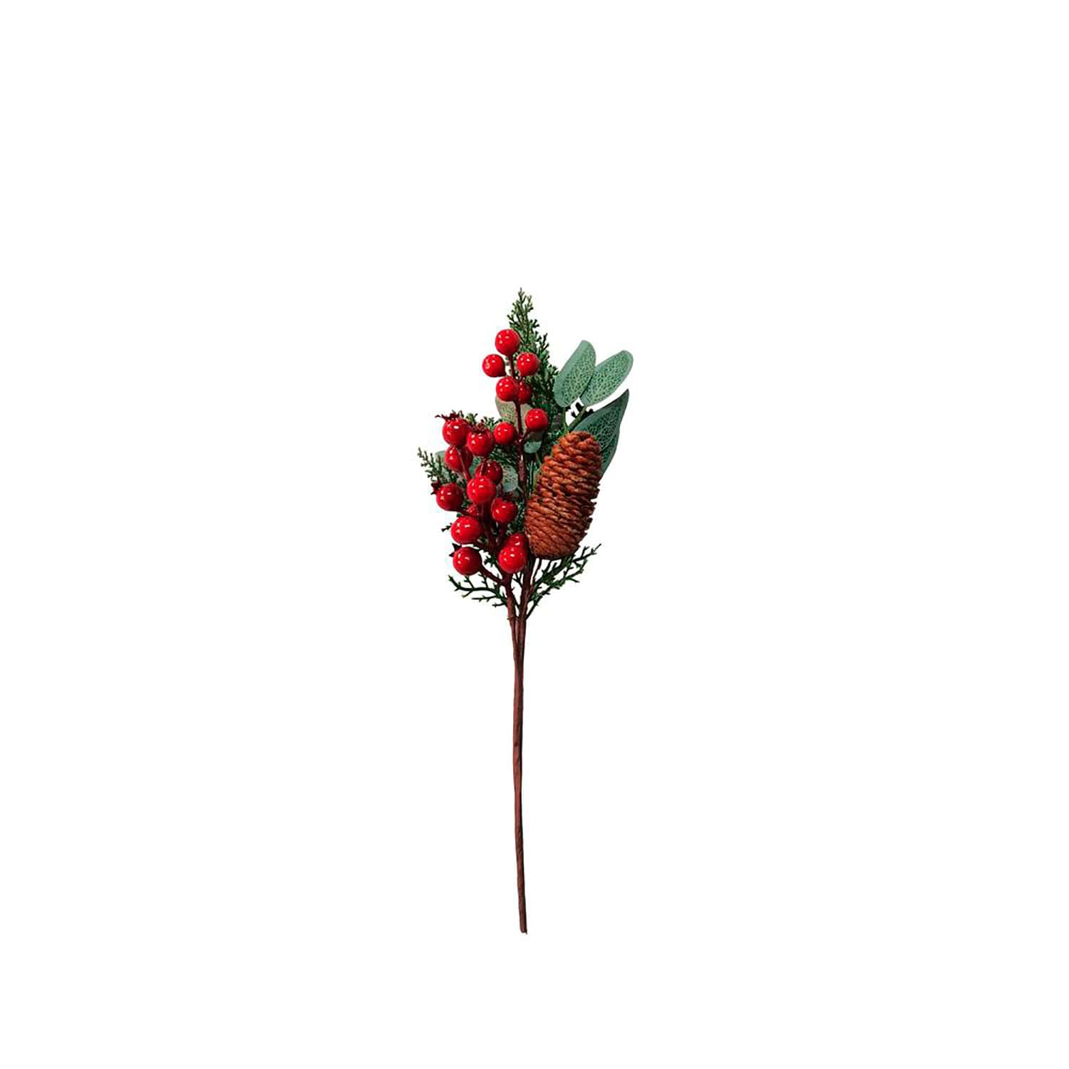 Galho Berries Pinha Azevinho 37cm Natal - Yangzi