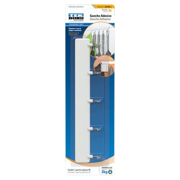 Gancho Adesivo até 2kg Branco Zafira 1 peça