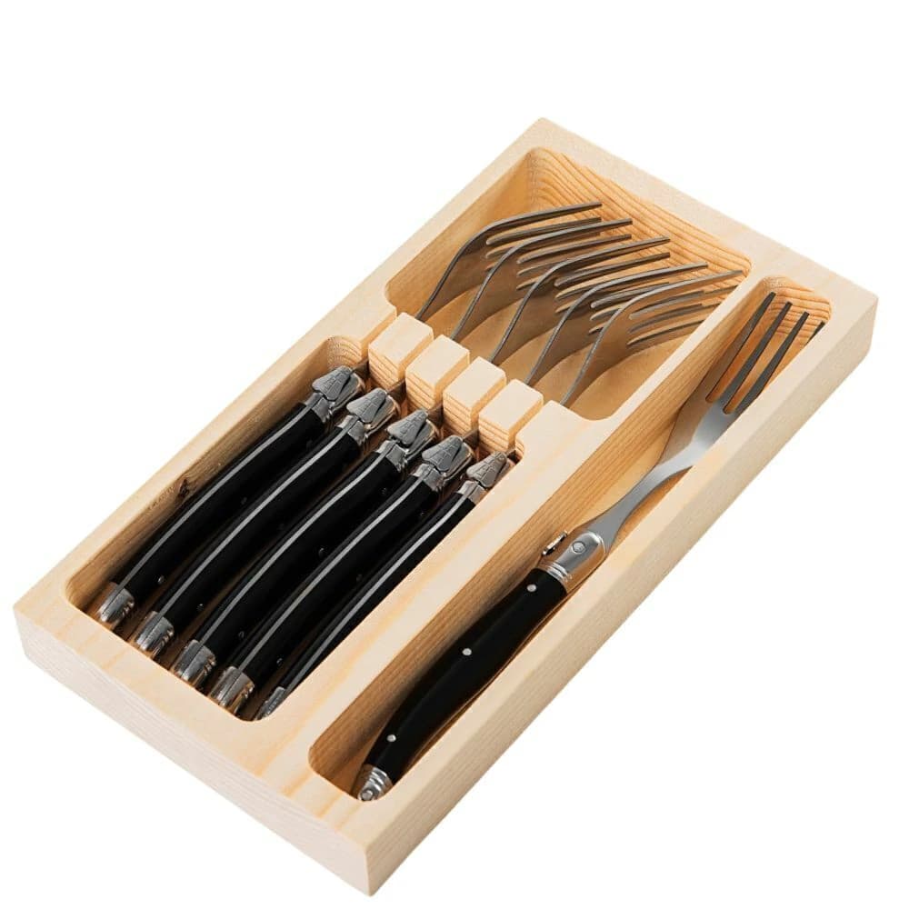 Garfo de Aço Inox Laguiole Preto 22cm 6pçs