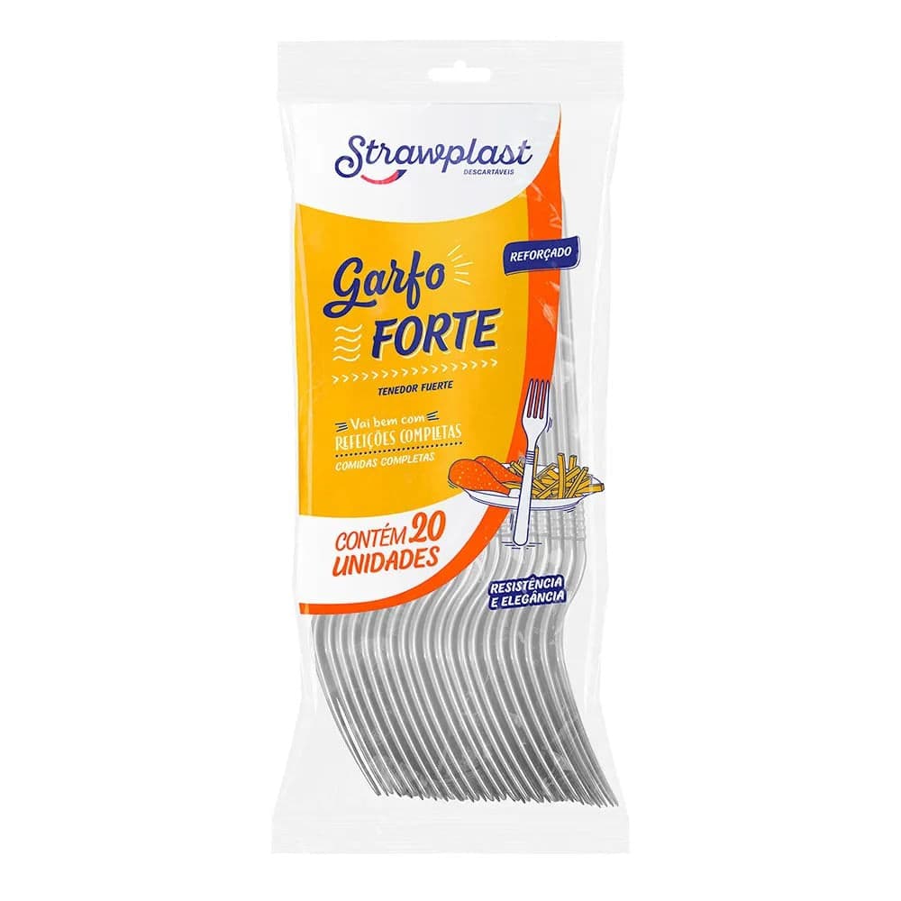Garfo Forte 20 Unidades Branco - Strawplast