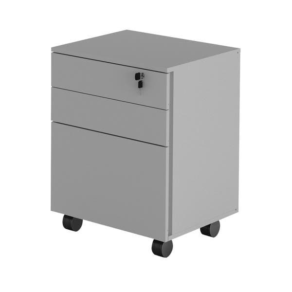 Gaveteiro de Chão 3 Gavetas com Chave 64,5x48,8x43cm Branco Tecno Mobili