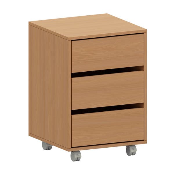 Gaveteiro de Chão 3 Gavetas com Rodas 66x45x45cm Madeira Freijo Luciane