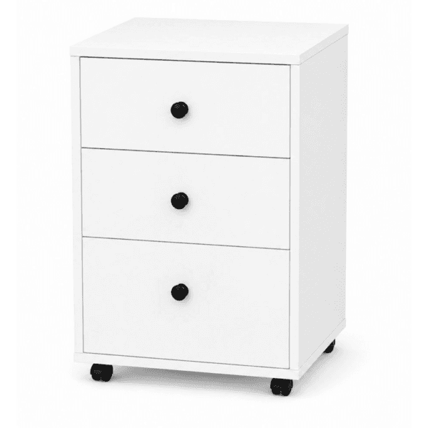 Gaveteiro de MDF e MDP Branco 3 Gavetas 40x35x60cm com Rodas Office One Nobre Agardi
