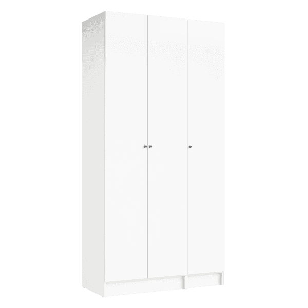 Guarda-Roupa de Solteiro 3 Portas de Abrir com 1 Gaveta Prateleiras e Cabideiro MDP Branco 243,2x119,6x54cm EVO'M Spaceo
