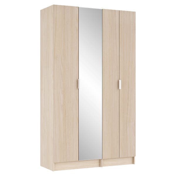 Guarda-Roupa de Solteiro com Espelho 4 Portas de Abrir com 2 Gavetas MDP Oásis 243,2x139,6x54cm EVO'M Spaceo