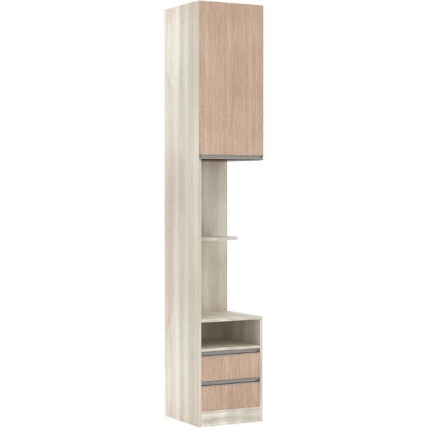 Guarda-Roupa Módulo Mesa Cabeceira Esquerda Legno 1 Porta de Abrir Cumaru 2 Gavetas MDP 236x40,3x45cm Prime Luciane