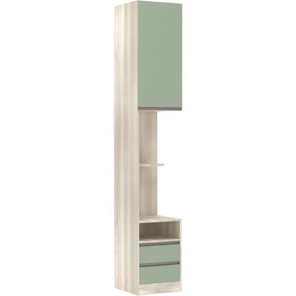 Guarda-Roupa Módulo Mesa Cabeceira Esquerda Legno 1 Porta de Abrir Verde Jade 2 Gavetas MDP 236x40,3x45cm Prime Luciane