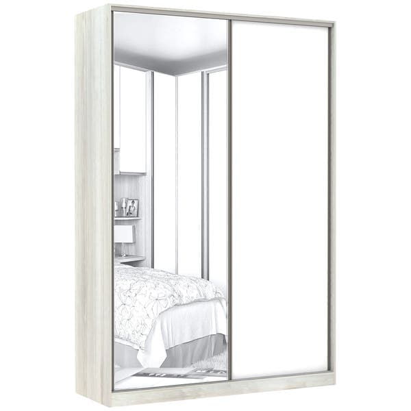 Guarda-Roupa Solteiro Modulado Legno 2 Portas de Correr Branco e Espelho 3 Gavetas MDP 236x159,2x54,5cm Prime Luciane