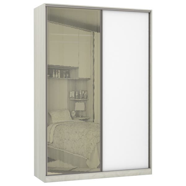 Guarda-Roupa Solteiro Modulado Legno 2 Portas de Correr Branco e Reflecta Bronze MDP 236x159,2x54,5cm Prime Luciane