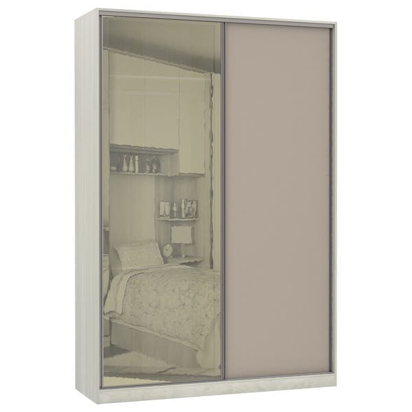 Guarda-Roupa Solteiro Modulado Legno 2 Portas de Correr Connect e Reflecta Bronze MDP 236x159,2x54,5cm Prime Luciane
