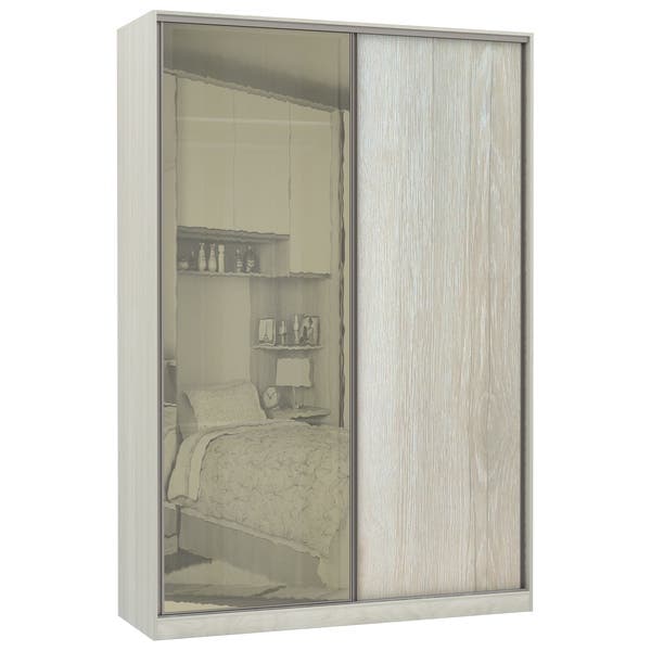 Guarda-Roupa Solteiro Modulado Legno 2 Portas de Correr Legno e Reflecta Bronze MDP 236x159,2x54,5cm Prime Luciane