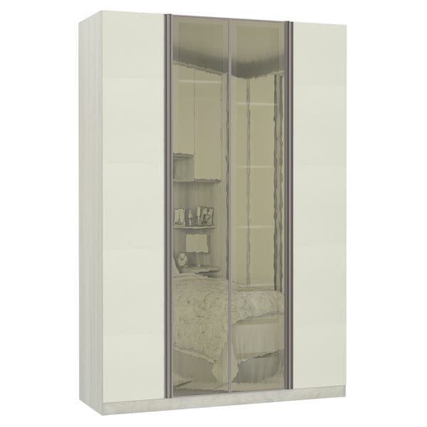 Guarda-Roupa Solteiro Modulado Legno 4 Portas de Abrir Kashmir e Reflecta Bronze MDP 236x159,2x56cm Prime Luciane