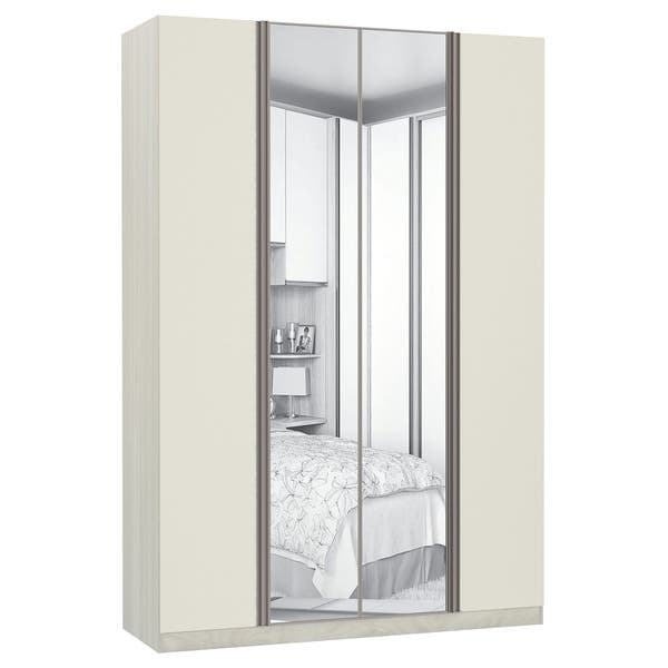 Guarda-Roupa Solteiro Modulado Legno 4 Portas de Abrir Nogueira com Espelho 3 Gavetas MDP 236x159,2x56cm Prime Luciane