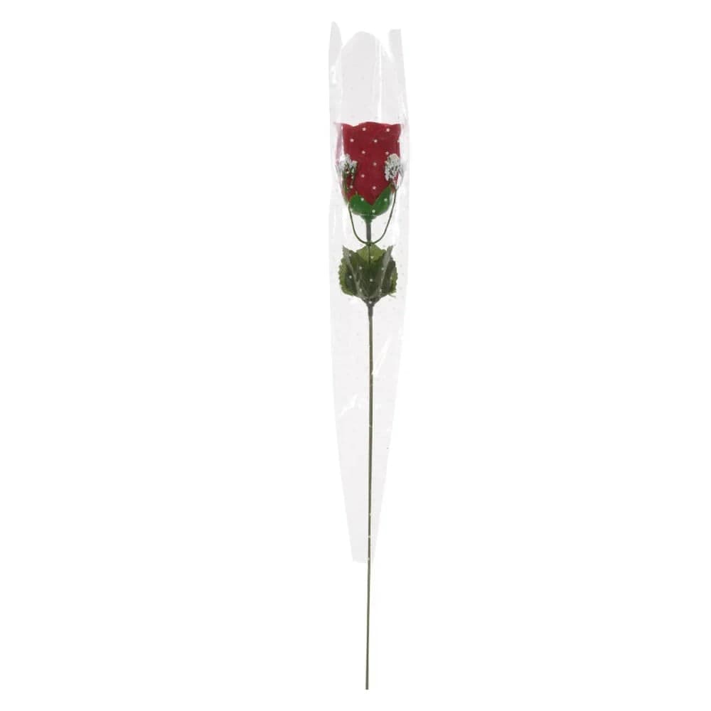 Haste Rosa Botão Veludado 43cm Vermelho - Florarte