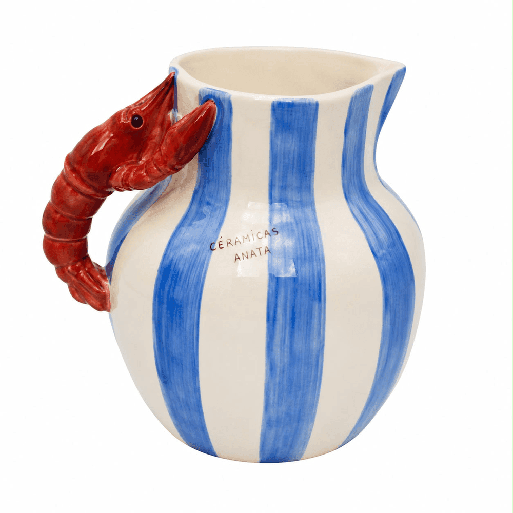 Jarra Decorativa Lagosta Listra Azul - Zanatta Casa Produtos de Ceramica Eireli